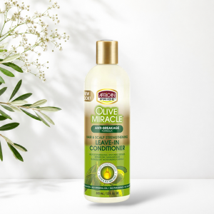 کرم آبرسان ضد موخوره و محکم کننده ساقه آفریکن پراید African Pride Olive Miracle Leave-In Conditioner 355ml